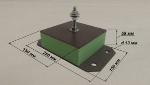 Виброопора для оборудования нагрузка до 112 кг зеленая 50мм